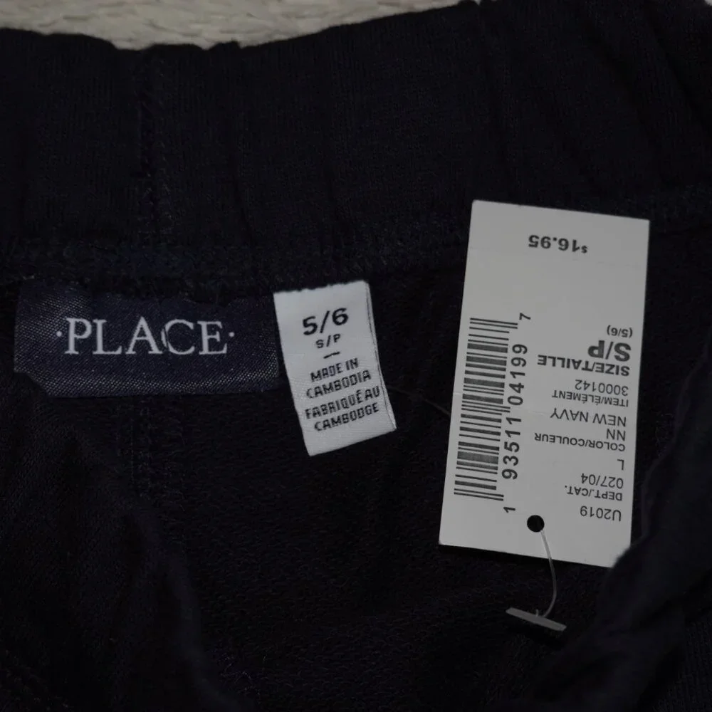 Boys Size Small 5/6 Children's Place French Terry Shorts, New Navy Blue, NWT
